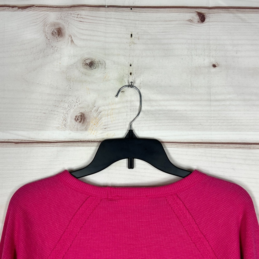 Zenana Top Womens Medium Pink Waffle Knit T-Shirt Long Sleeve Round Neck Solid - Picture 9 of 9